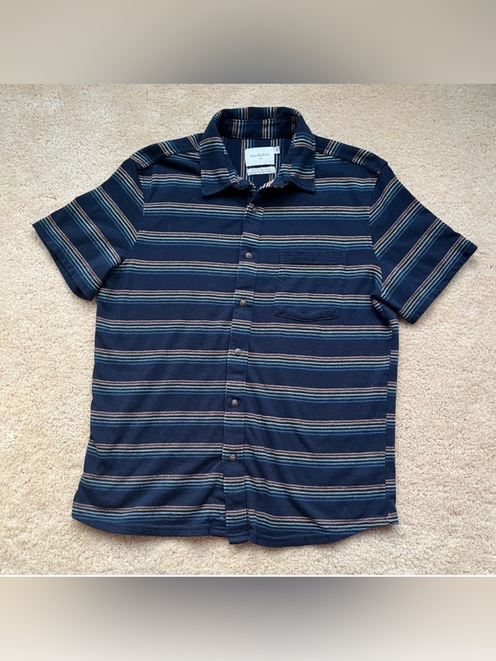 Goodfellow & Co. Men’s Blue Striped Short Sleeve Button Down Shirt - M - VGUC